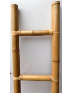 Scala in bamboo cm 50/33x160 bianca decapata etnico porta asciugamani bagno  color naturale bambù