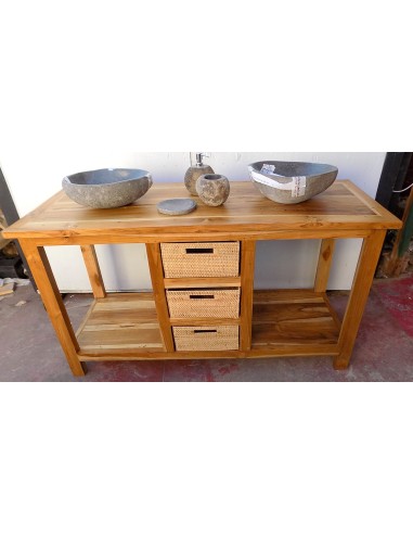 Mobile bagno in Teak massello con cestini in...