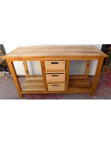 Mobile bagno in Teak massello con cestini in...