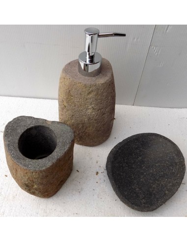 Set bagno pietra composto da dispenser porta...