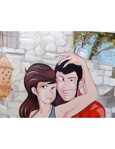 Quadro Lupin III cm 120x90 con Fujiko in Vespa...
