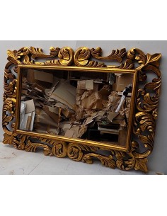 Specchio barocco in legno intarsiato cm 100x70 oro... 2