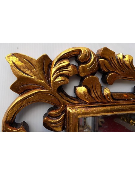 Specchio barocco in legno intarsiato cm 100x70 oro anticato mod. Victoria