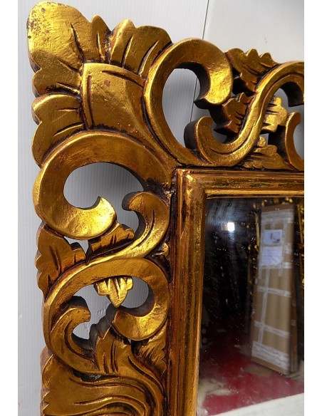 Specchio barocco in legno intarsiato cm 100x70 oro anticato mod. Valencia