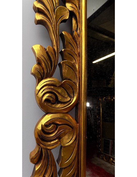 Specchio barocco in legno intarsiato cm 150x90 oro anticato mod. Victoria