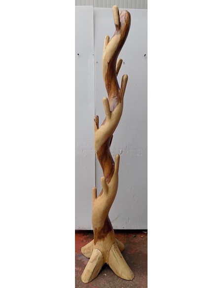 Attaccapanni in legno massello cm 56x56x194h creato da una radice lavorato a mano n2