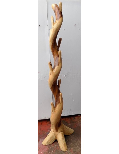Attaccapanni in legno massello cm 56x56x194h creato da una radice lavorato a mano n2