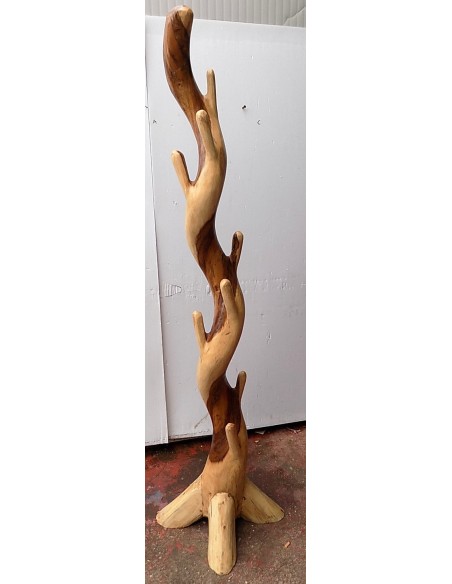 Attaccapanni in legno massello cm 56x56x194h creato da una radice lavorato a mano n2