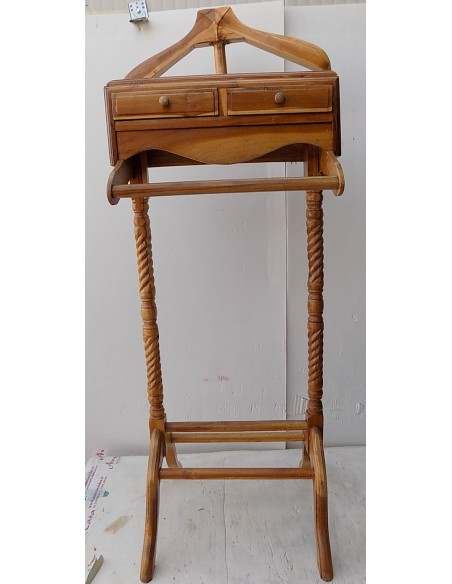 Servomuto in mogano naturale appendi abiti servo muto uomo morto