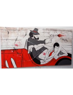 Quadro Lupin III cm 150x80 con Jigen in fuga durante una... 2