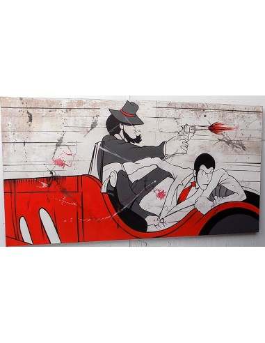 Quadro Lupin III cm 150x80 con Jigen in fuga...