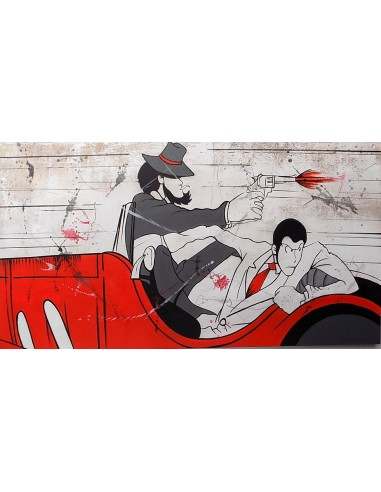 Quadro Lupin III cm 150x80 con Jigen in fuga...