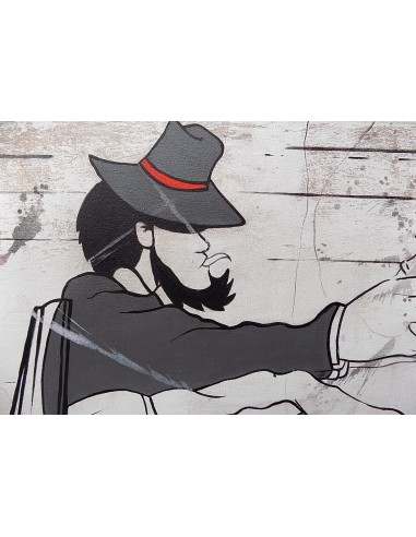 Quadro Lupin III cm 150x80 con Jigen in fuga...