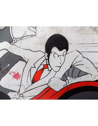 Quadro Lupin III cm 150x80 con Jigen in fuga...