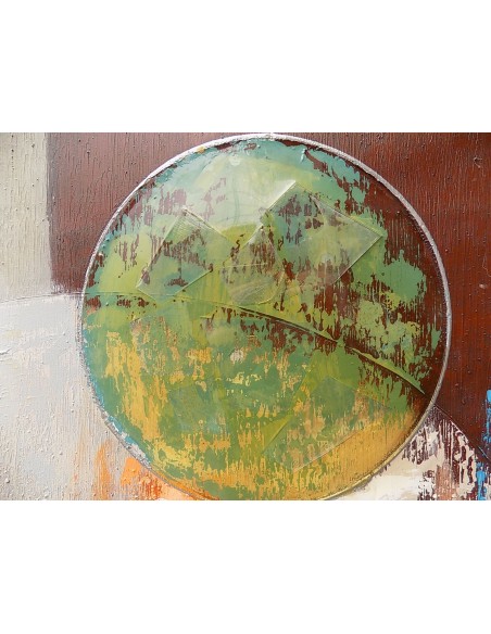 quadro in acrilico realizzato a mano molto materico cm 80x80 industrial style dipinto 2