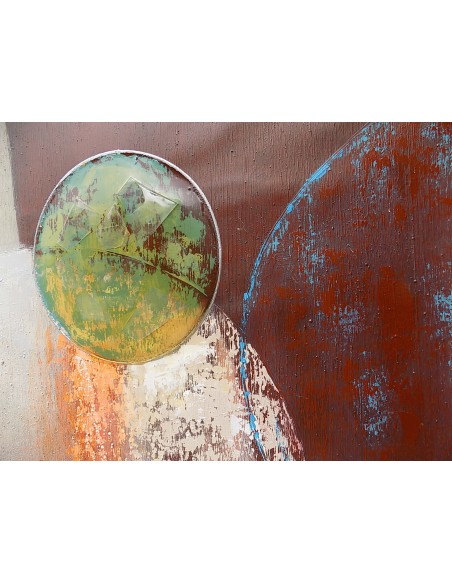 quadro in acrilico realizzato a mano molto materico cm 80x80 industrial style dipinto 2