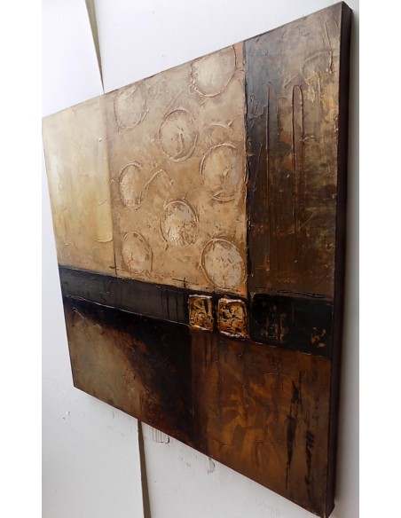 quadro in acrilico realizzato a mano molto materico cm 80x80 industrial style dipinto 4