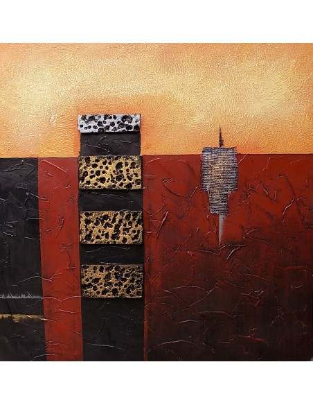 Quadro a olio realizzato a mano molto materico cm 80x80 industrial style dipinto 5