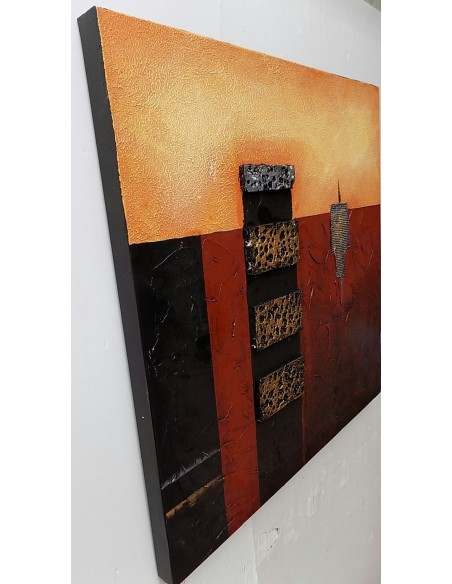 Quadro a olio realizzato a mano molto materico cm 80x80 industrial style dipinto 5