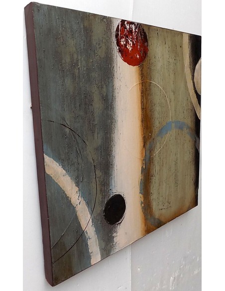 Quadro a olio realizzato a mano molto materico cm 60x60 industrial style dipinto 1