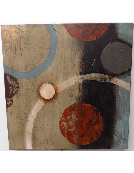 Quadro a olio realizzato a mano molto materico cm 60x60 industrial style dipinto 2