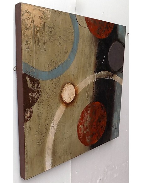 Quadro a olio realizzato a mano molto materico cm 60x60 industrial style dipinto 2