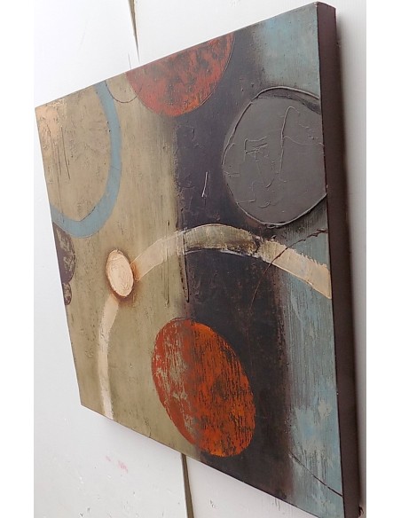 Quadro a olio realizzato a mano molto materico cm 60x60 industrial style dipinto 2