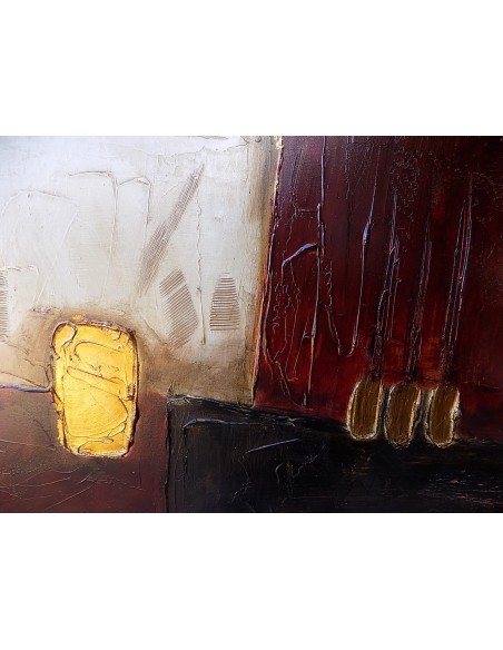 Quadro a olio realizzato a mano molto materico cm 50x50 industrial style dipinto A