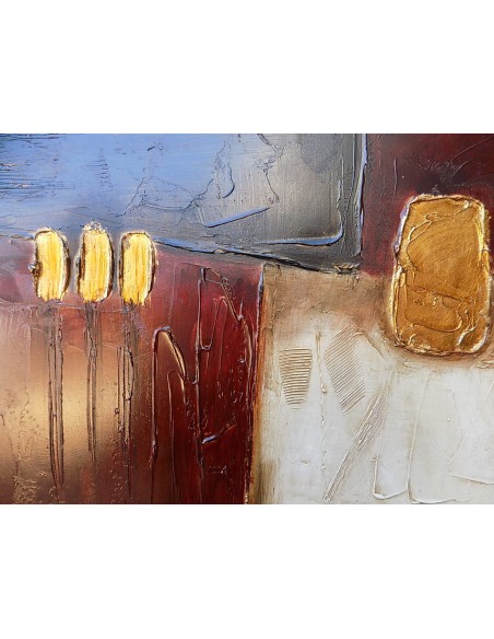 Quadro a olio realizzato a mano molto materico cm 50x50 industrial style dipinto A