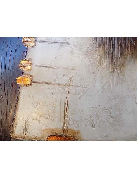 Quadro a olio realizzato a mano molto materico cm 50x50 industrial style dipinto B