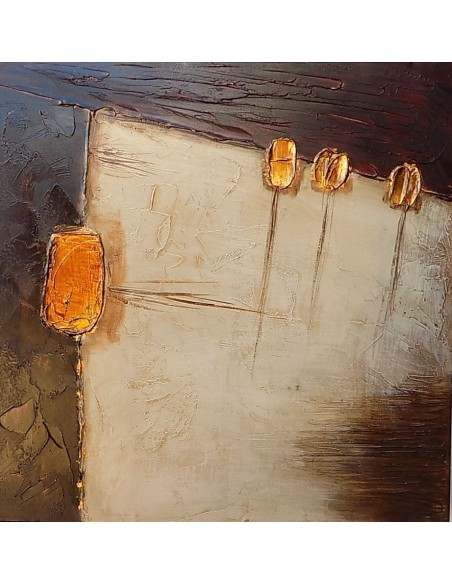 Quadro a olio realizzato a mano molto materico cm 50x50 industrial style dipinto B