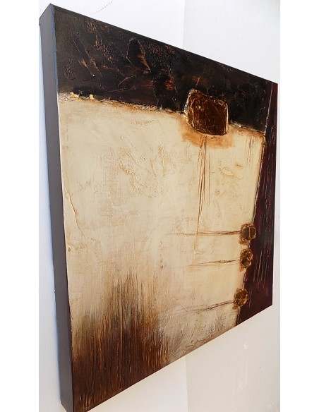 Quadro a olio realizzato a mano molto materico cm 50x50 industrial style dipinto B