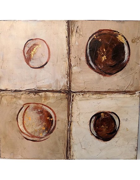 4 Quadri ad olio realizzati a mano cm 30x30 a formare un dipinto 60x60 indutrial style