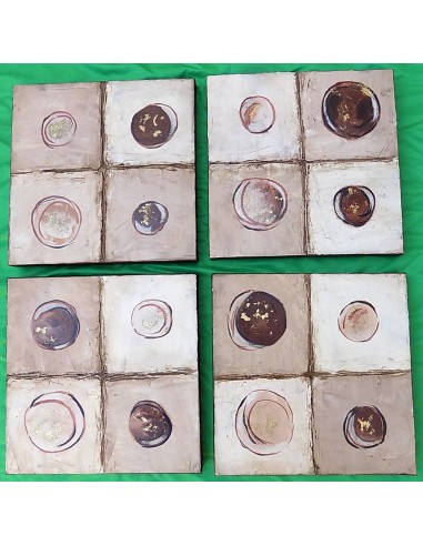 4 Quadri ad olio realizzati a mano cm 30x30 a...