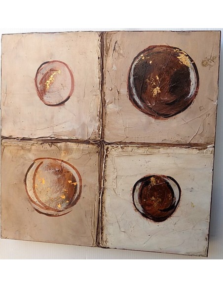 4 Quadri ad olio realizzati a mano cm 30x30 a formare un dipinto 60x60 indutrial style