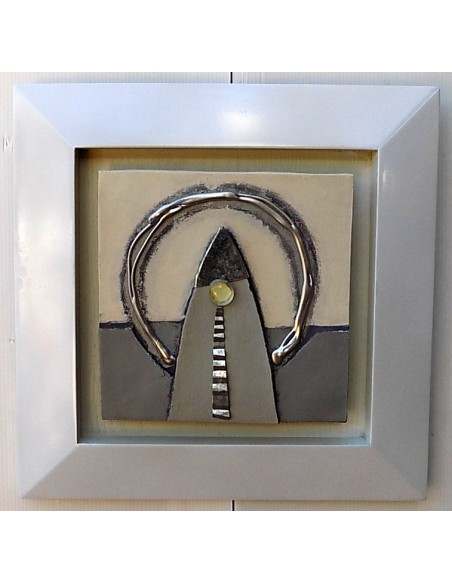 Quadro a olio realizzato a mano in tela gesso e metallo cm 33x33 cornice in legno B