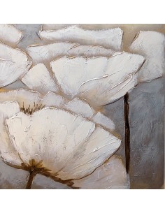 Quadro floreale papaveri bianchi ad olio cm 60x60 dipinto 1 2