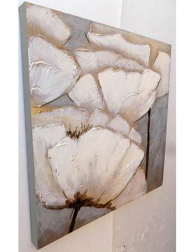 Quadro floreale papaveri bianchi ad olio cm...