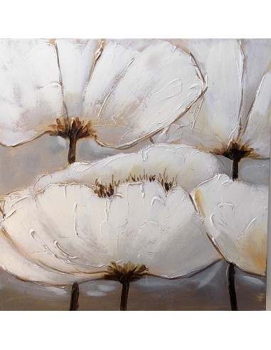 Quadro floreale papaveri bianchi ad olio cm...