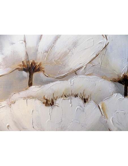 Quadro floreale papaveri bianchi ad olio cm 60x60 dipinto 3