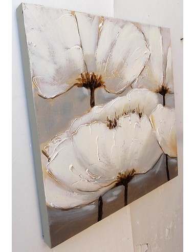 Quadro floreale papaveri bianchi ad olio cm...