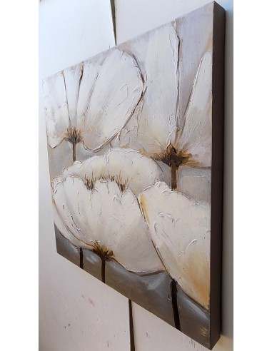 Quadro floreale papaveri bianchi ad olio cm...