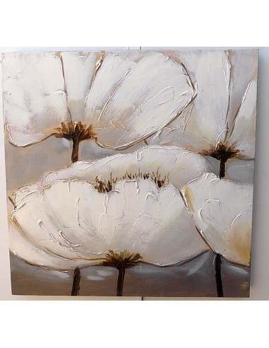 Quadro floreale papaveri bianchi ad olio cm...