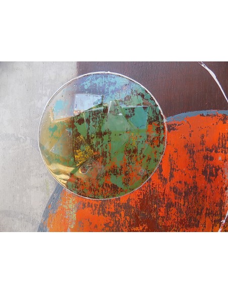 quadro in acrilico realizzato a mano molto materico cm 80x80 industrial style dipinto 3