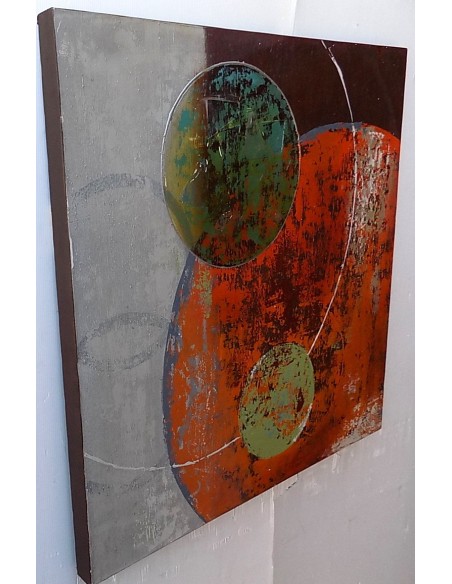 quadro in acrilico realizzato a mano molto materico cm 80x80 industrial style dipinto 3