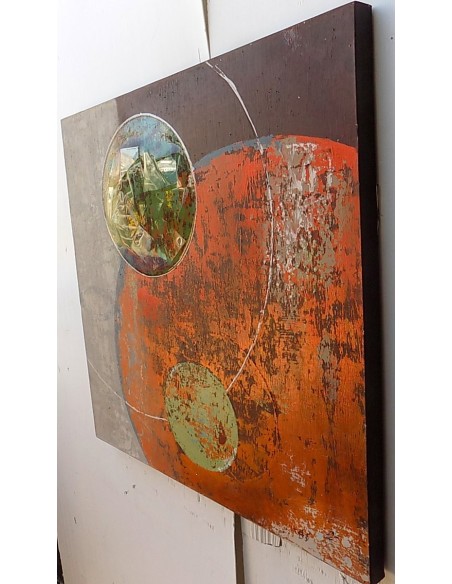 quadro in acrilico realizzato a mano molto materico cm 80x80 industrial style dipinto 3