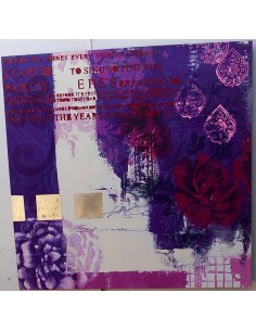 Quadro floreale rose viola purple ad olio cm 100x100... 2