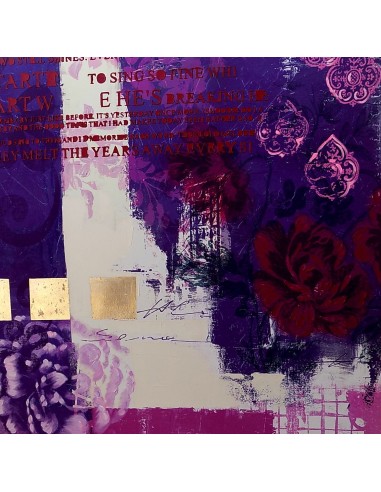 Quadro floreale rose viola purple ad olio cm...