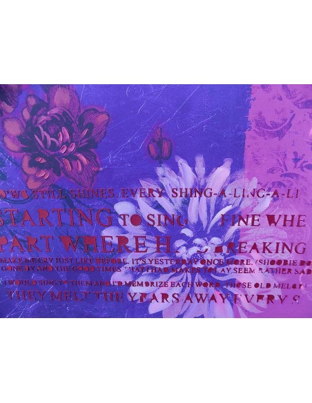 Quadro floreale rose viola purple ad olio cm 100x100 dipinto 2