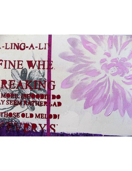 Quadro floreale rose viola purple ad olio cm 100x100 dipinto 2